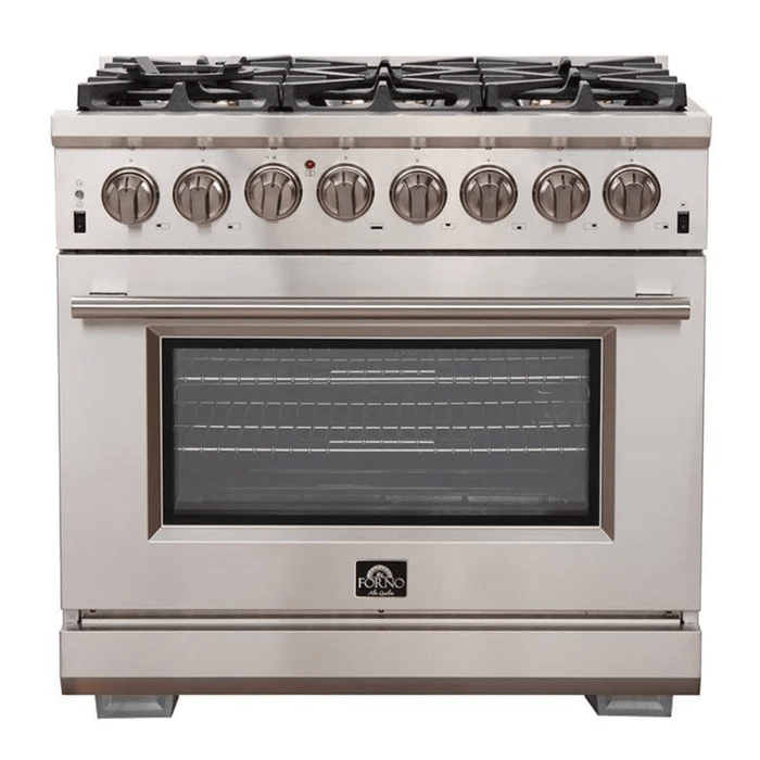 Forno 36″ Pro Series Capriasca Gas Burner / Electric Oven in Stainless Steel 6 Italian Burners, FFSGS6187-36 Range FFSGS6187-36 Luxury Appliances Direct