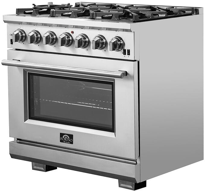 Forno 36″ Pro Series Capriasca Gas Burner / Electric Oven in Stainless Steel 6 Italian Burners, FFSGS6187-36 Ranges FFSGS6187-36 Luxury Appliances Direct