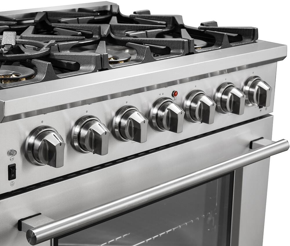 Forno 36″ Pro Series Capriasca Gas Burner / Electric Oven in Stainless Steel 6 Italian Burners, FFSGS6187-36 Ranges FFSGS6187-36 Luxury Appliances Direct