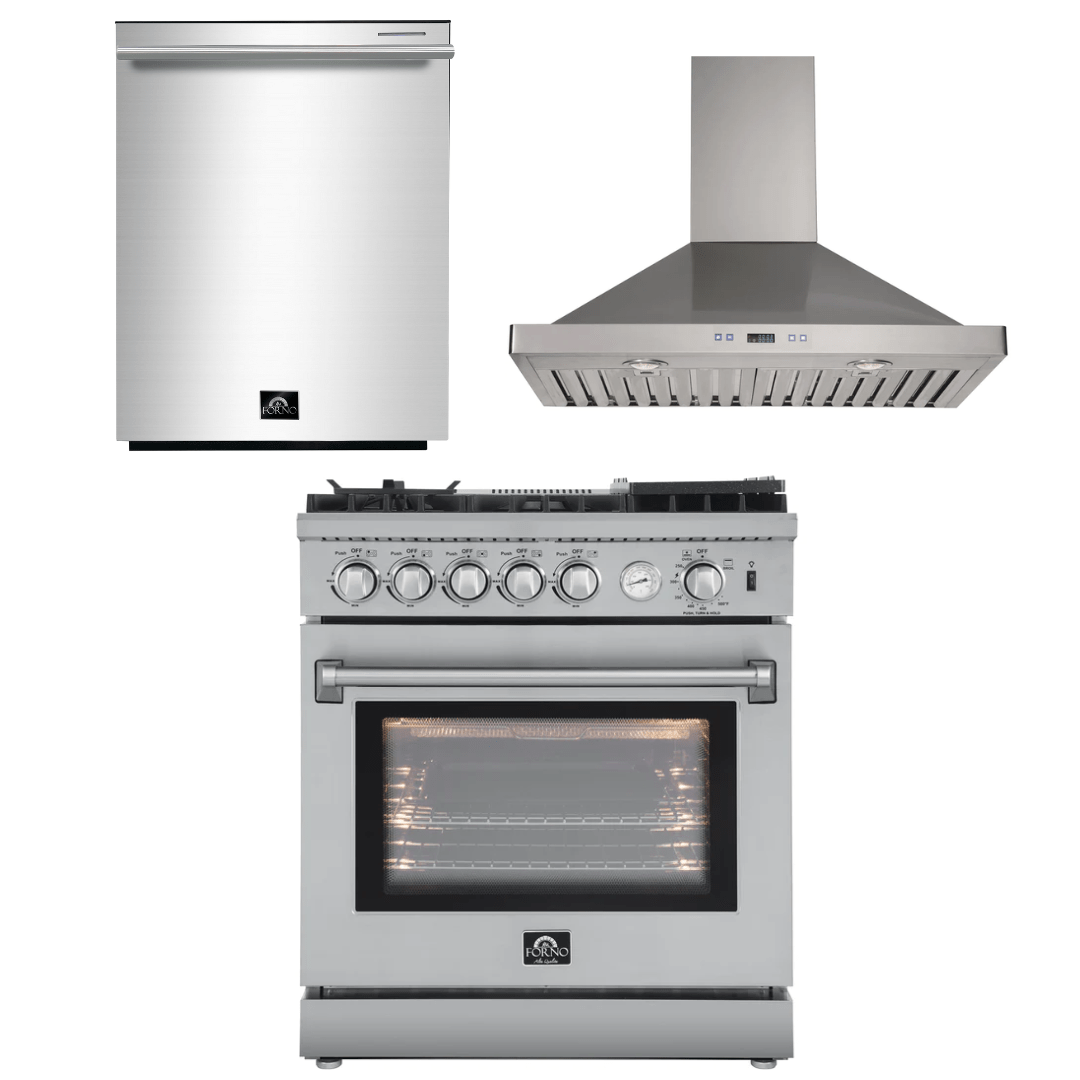 Forno Appliance Package - 30" Gas Range, 30" Range Hood, Dishwasher, AP-FFSGS6276-30-W-2 Appliance Package AP-FFSGS6276-30-W-2 Luxury Appliances Direct