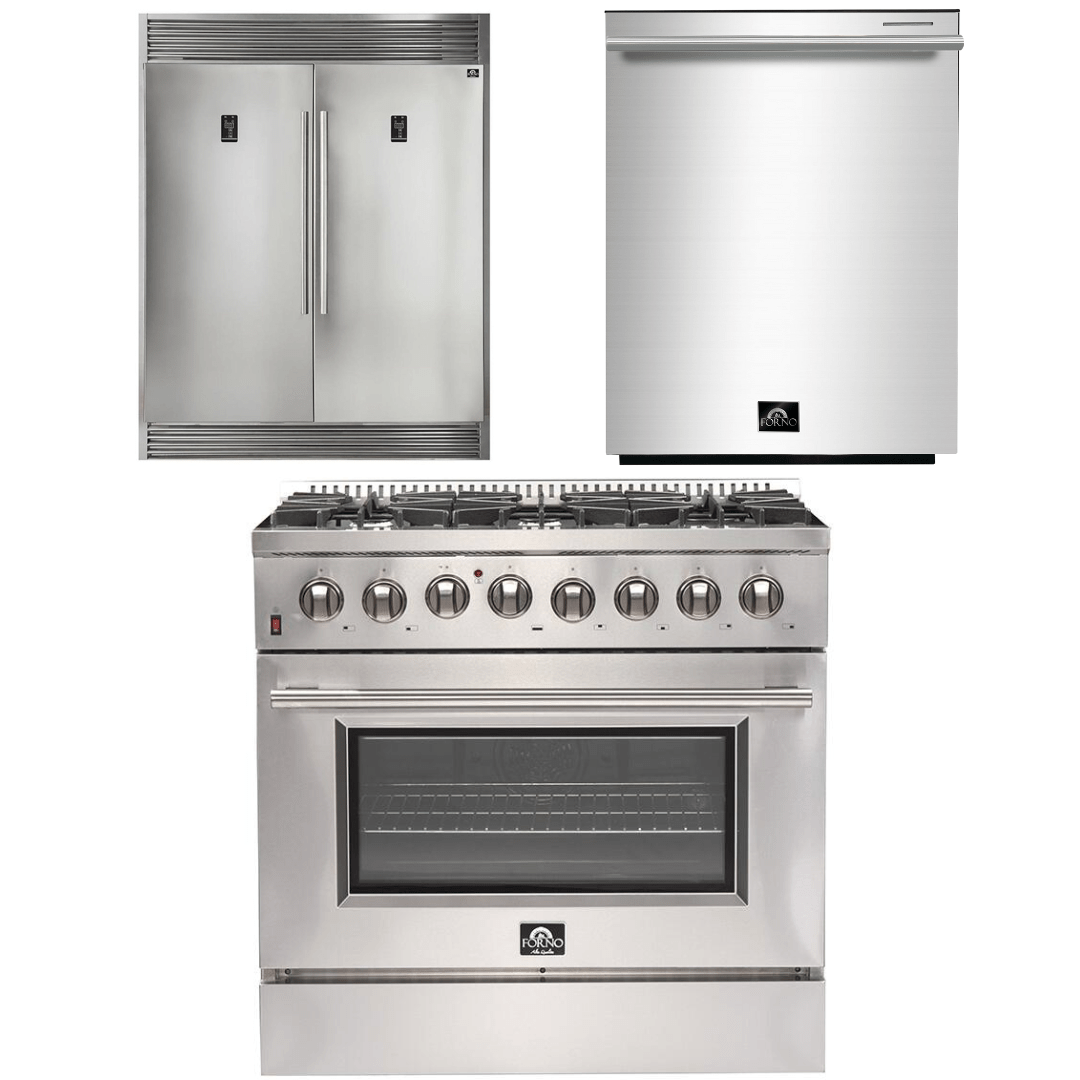 Forno Appliance Package - 36 Inch Dual Fuel Range, Dishwasher, 60 Inch Refrigerator, AP-FFSGS6156-36-5 Appliance Package AP-FFSGS6156-36-5 Luxury Appliances Direct