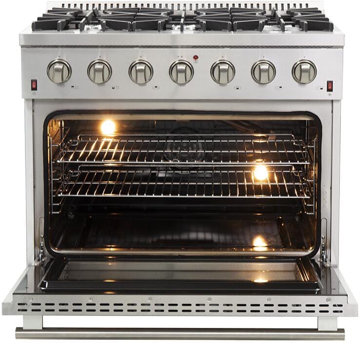 Forno Appliance Package- 36 Inch Gas Range, Wall Mount Range Hood, AP-FFSGS6244-36 Appliance Package AP-FFSGS6244-36 Luxury Appliances Direct