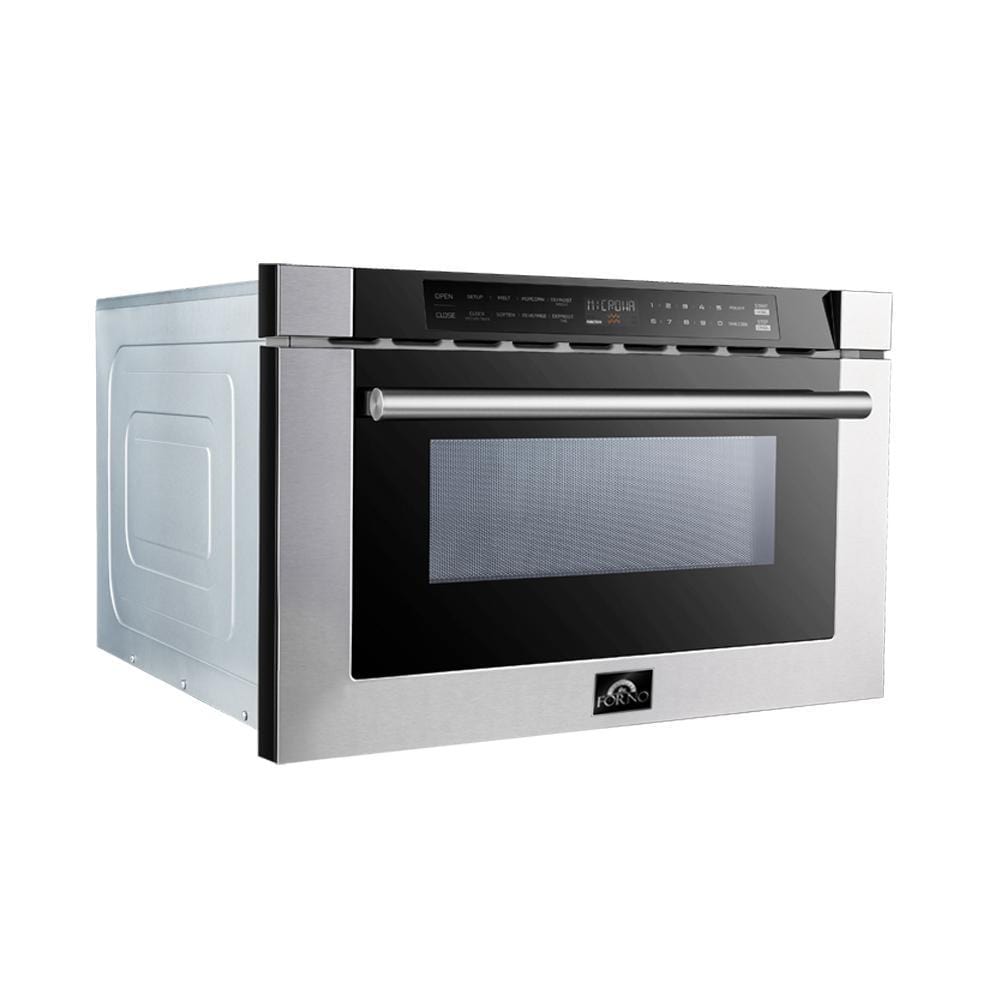 Forno Appliance Package - 36 Inch Pro Gas Range, Wall Mount Range Hood, Microwave Drawer, AP-FFSGS6260-36-3 I Luxury Appliances Direct