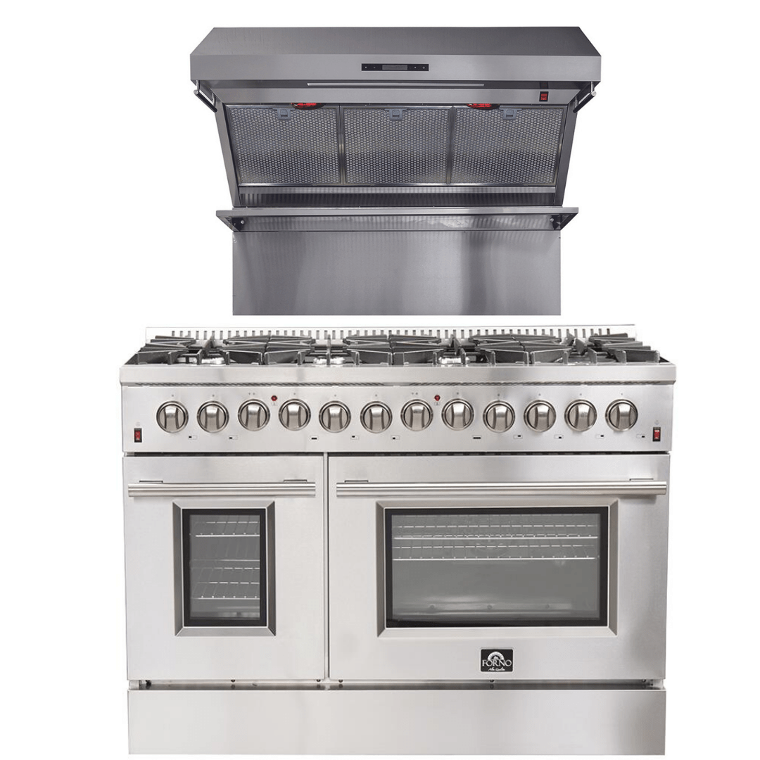 Forno Appliance Package- 48 Inch Dual Fuel Range, Wall Mount Range Hood, AP-FFSGS6156-48 Appliance Package AP-FFSGS6156-48 Luxury Appliances Direct