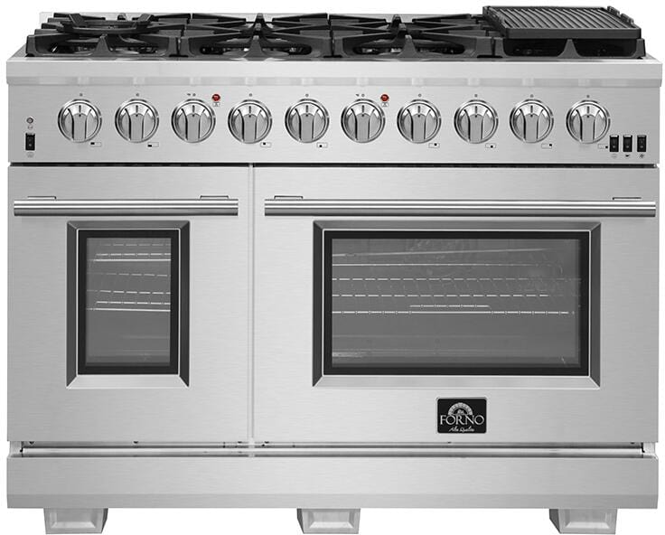 Forno Appliance Package - 48 Inch Gas Burner/Electric Oven Pro Range, Refrigerator, Microwave Drawer, Dishwasher, AP-FFSGS6187-48-7 Appliance Package AP-FFSGS6187-48-7 Luxury Appliances Direct