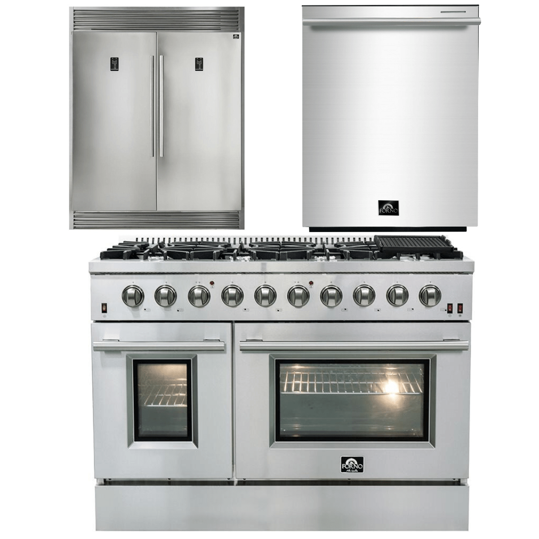 Forno Appliance Package - 48 Inch Gas Range, Dishwasher, 60 Inch Refrigerator, AP-FFSGS6244-48-5 Appliance Package AP-FFSGS6244-48-5 Luxury Appliances Direct