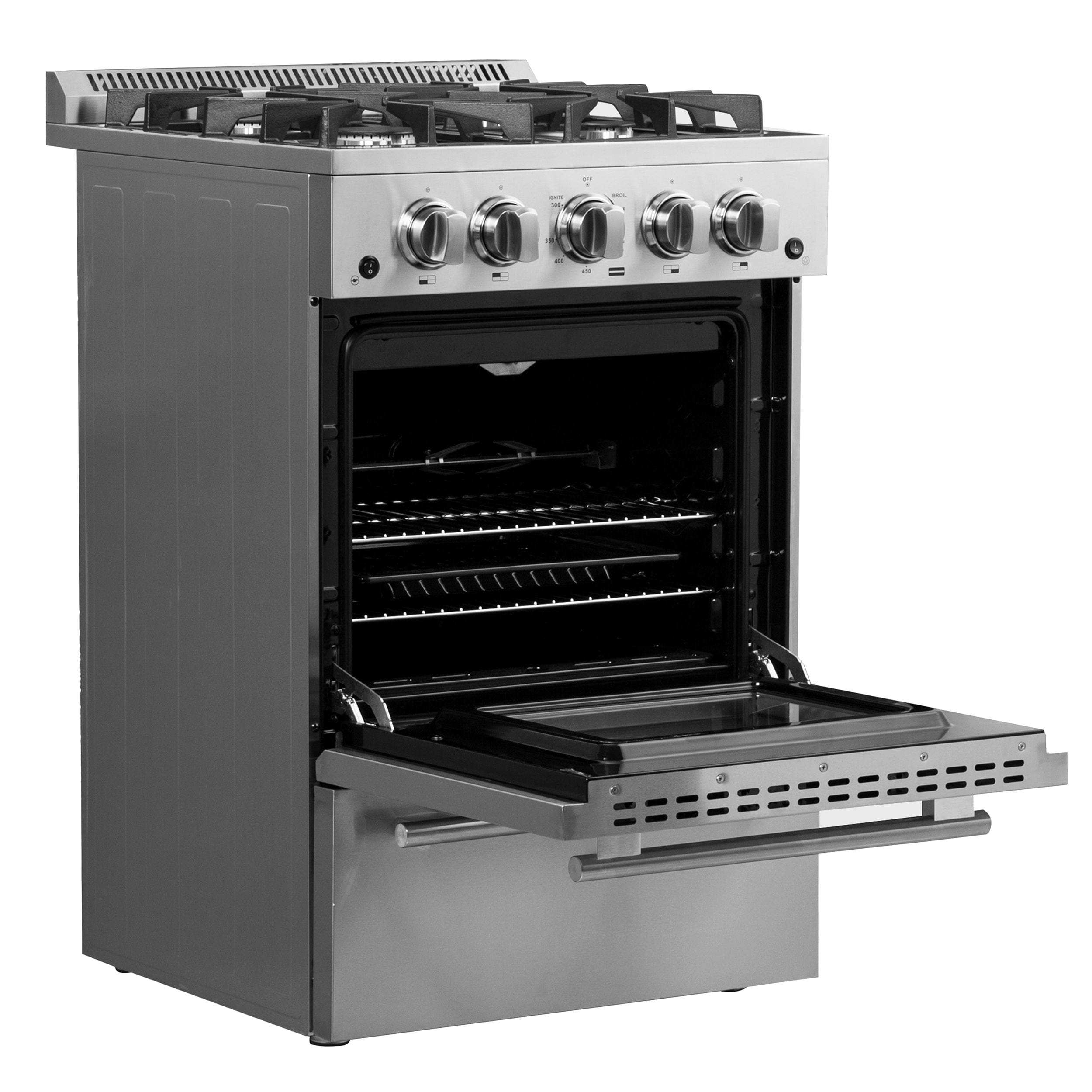 Forno Breno 24" Freestanding Gas Range With 4 Sealed Burners in Stainless Steel, FFSGS6272-24 Ranges FFSGS6272-24 Luxury Appliances Direct