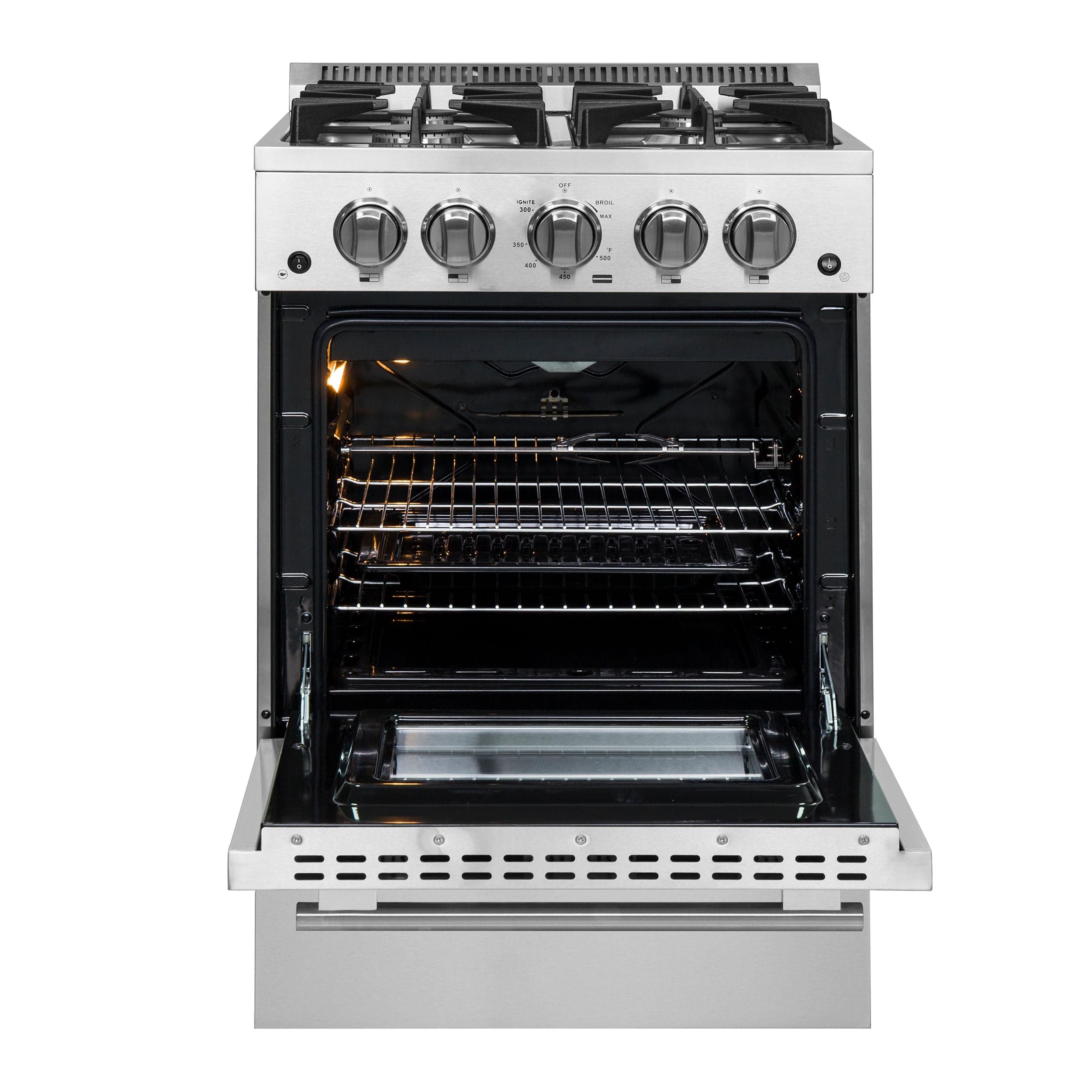 Forno Breno 24" Freestanding Gas Range With 4 Sealed Burners in Stainless Steel, FFSGS6272-24 I Luxury Appliances Direct