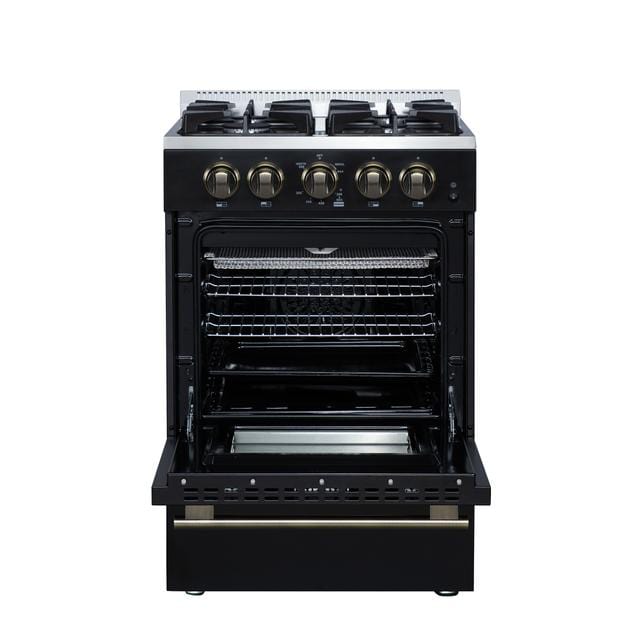 Forno Breno 24 Inch 4 Burner Gas Range in Black FFSGS6272-24BLK