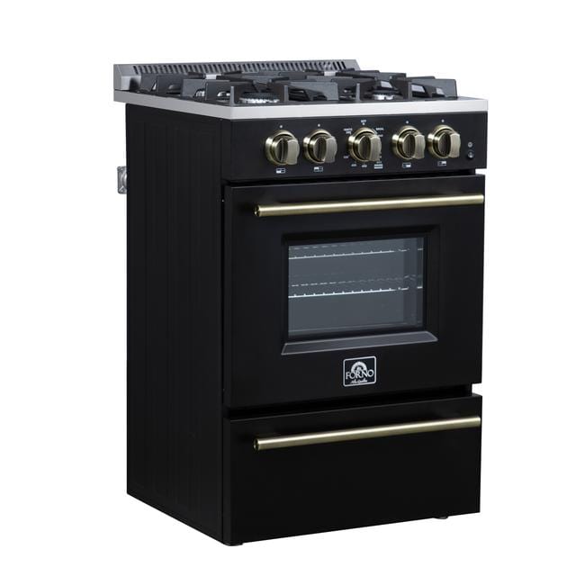 Forno Breno 24 Inch 4 Burner Gas Range in Black FFSGS6272-24BLK