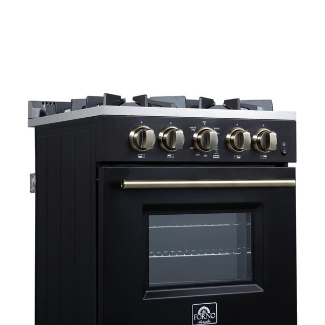Forno Breno 24 Inch 4 Burner Gas Range in Black FFSGS6272-24BLK