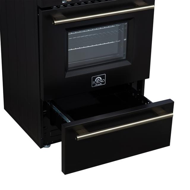 Forno Breno 24 Inch 4 Burner Gas Range in Black FFSGS6272-24BLK