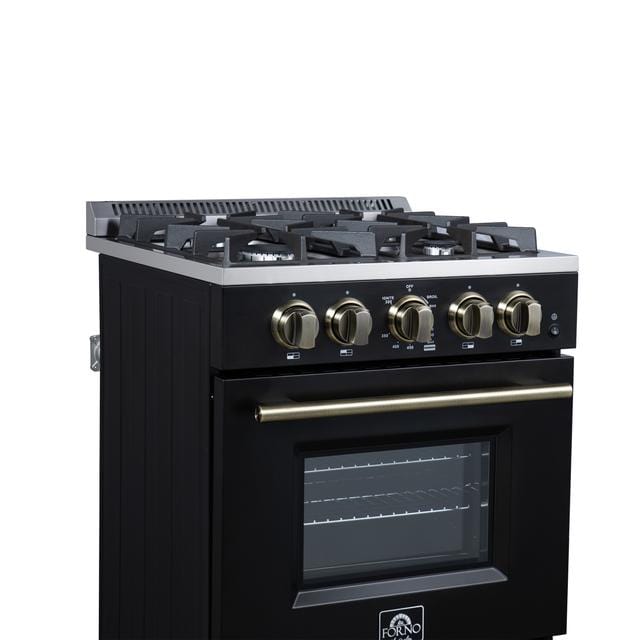 Forno Breno 24 Inch 4 Burner Gas Range in Black FFSGS6272-24BLK