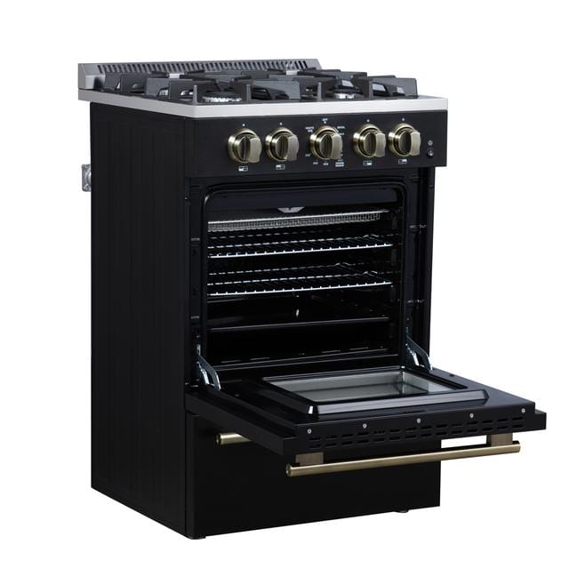 Forno Breno 24 Inch 4 Burner Gas Range in Black FFSGS6272-24BLK