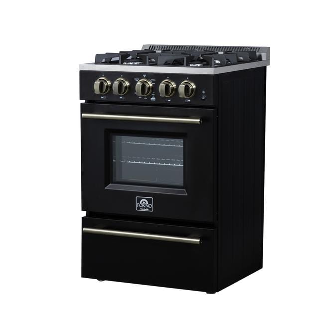 Forno Breno 24 Inch 4 Burner Gas Range in Black FFSGS6272-24BLK