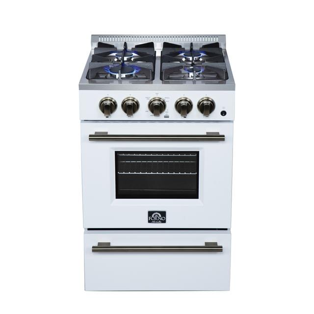 Forno Breno 24 Inch 4 Burner Gas Range in White FFSGS6272-24WHT