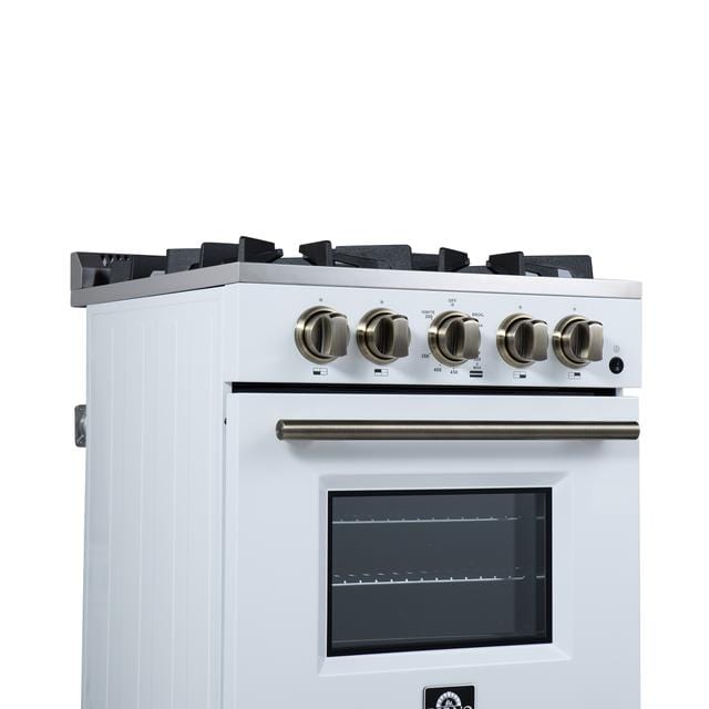 Forno Breno 24 Inch 4 Burner Gas Range in White FFSGS6272-24WHT