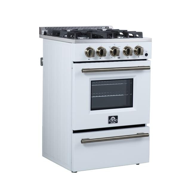 Forno Breno 24 Inch 4 Burner Gas Range in White FFSGS6272-24WHT