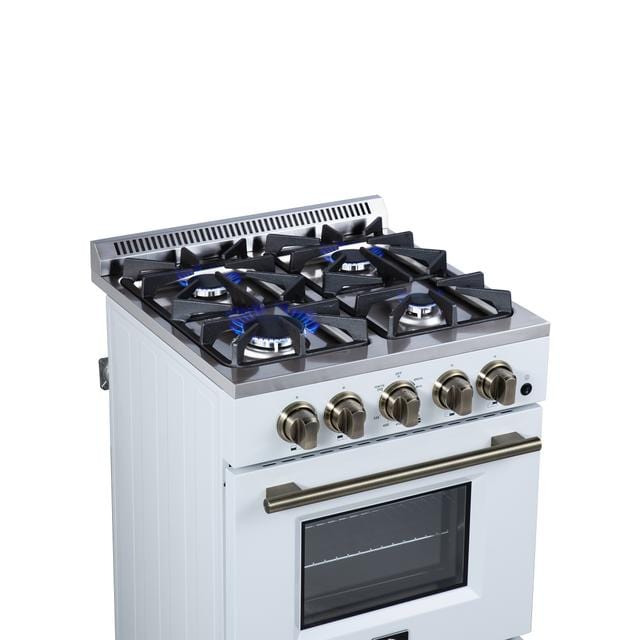 Forno Breno 24 Inch 4 Burner Gas Range in White FFSGS6272-24WHT