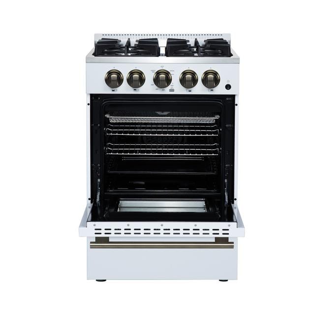 Forno Breno 24 Inch 4 Burner Gas Range in White FFSGS6272-24WHT