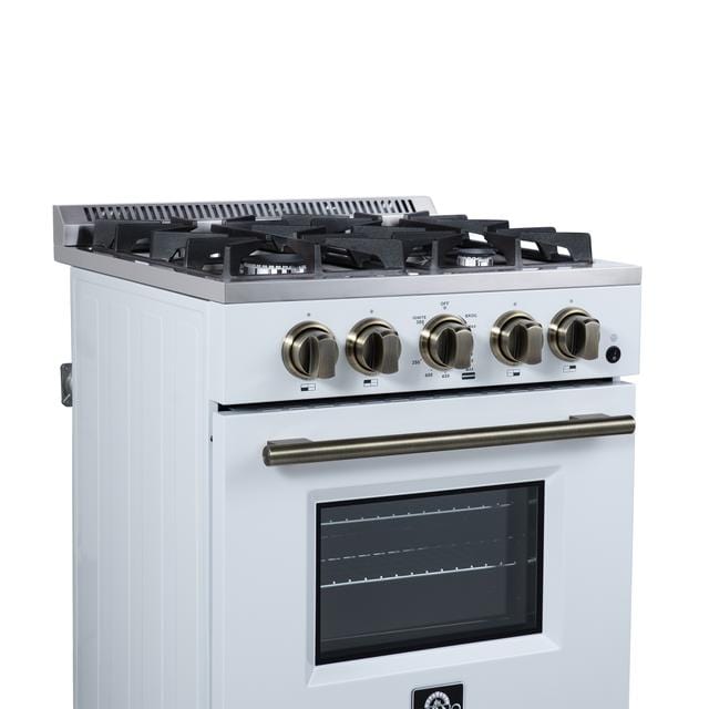 Forno Breno 24 Inch 4 Burner Gas Range in White FFSGS6272-24WHT