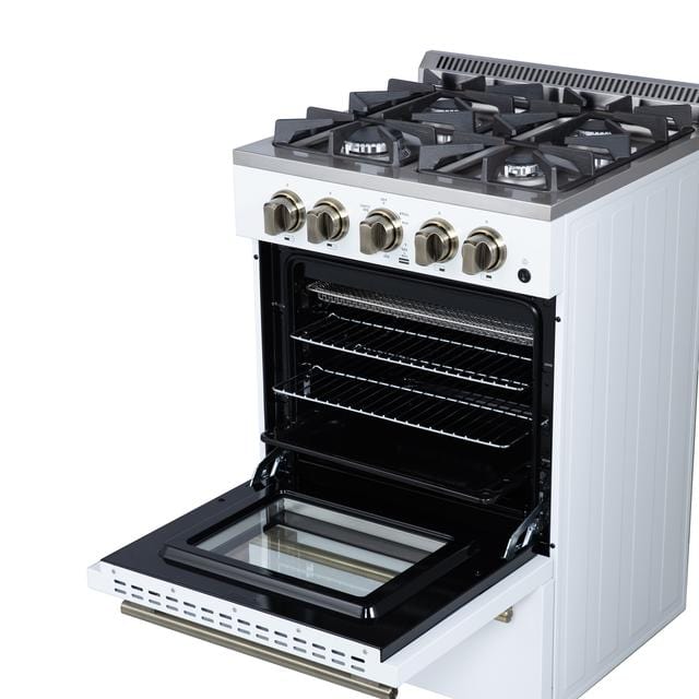 Forno Breno 24 Inch 4 Burner Gas Range in White FFSGS6272-24WHT
