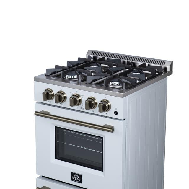 Forno Breno 24 Inch 4 Burner Gas Range in White FFSGS6272-24WHT