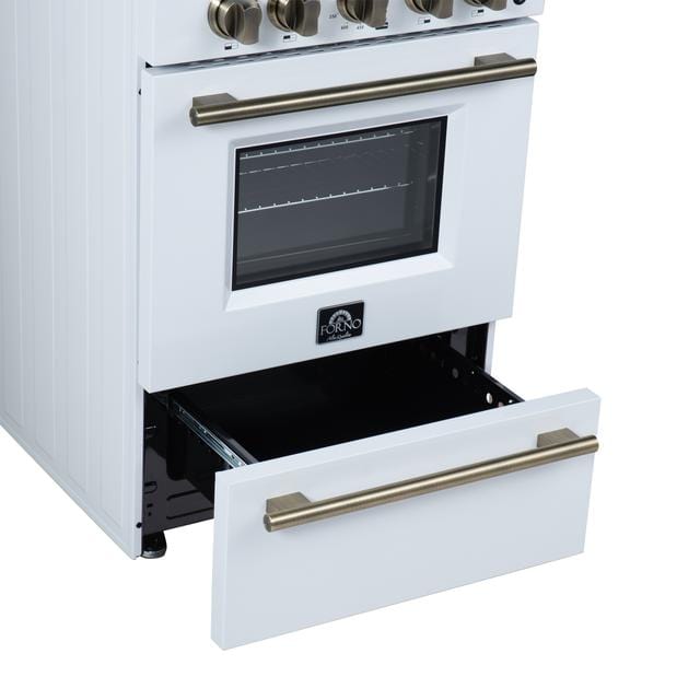 Forno Breno 24 Inch 4 Burner Gas Range in White FFSGS6272-24WHT