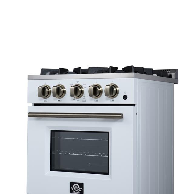 Forno Breno 24 Inch 4 Burner Gas Range in White FFSGS6272-24WHT