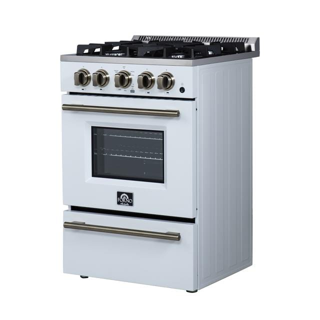 Forno Breno 24 Inch 4 Burner Gas Range in White FFSGS6272-24WHT