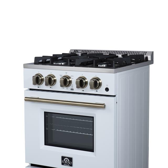 Forno Breno 24 Inch 4 Burner Gas Range in White FFSGS6272-24WHT