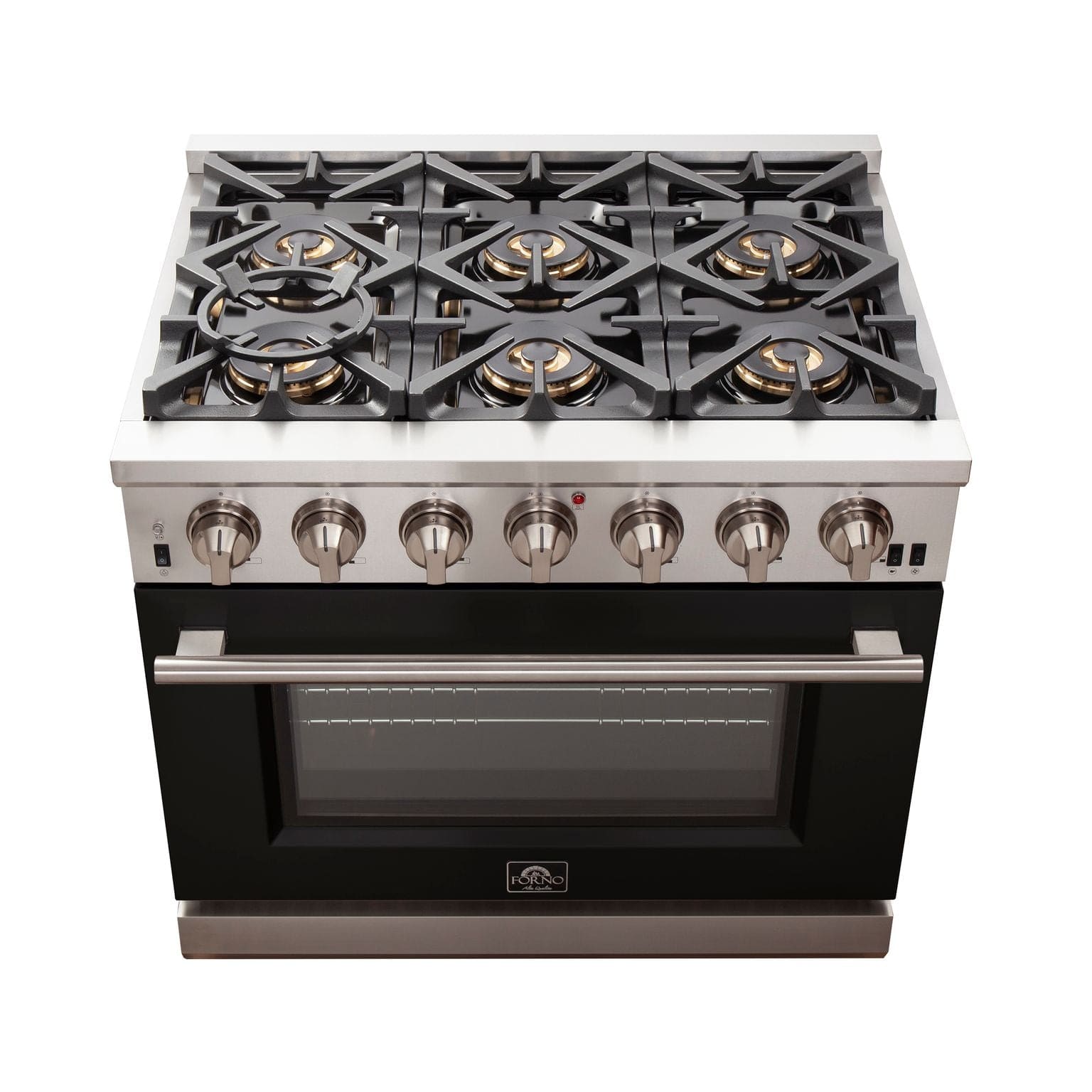 Forno Capriasca 36 Inch Professional Freestanding Gas Range in Black, FFSGS6260-36BLK I Luxury Appliances Direct