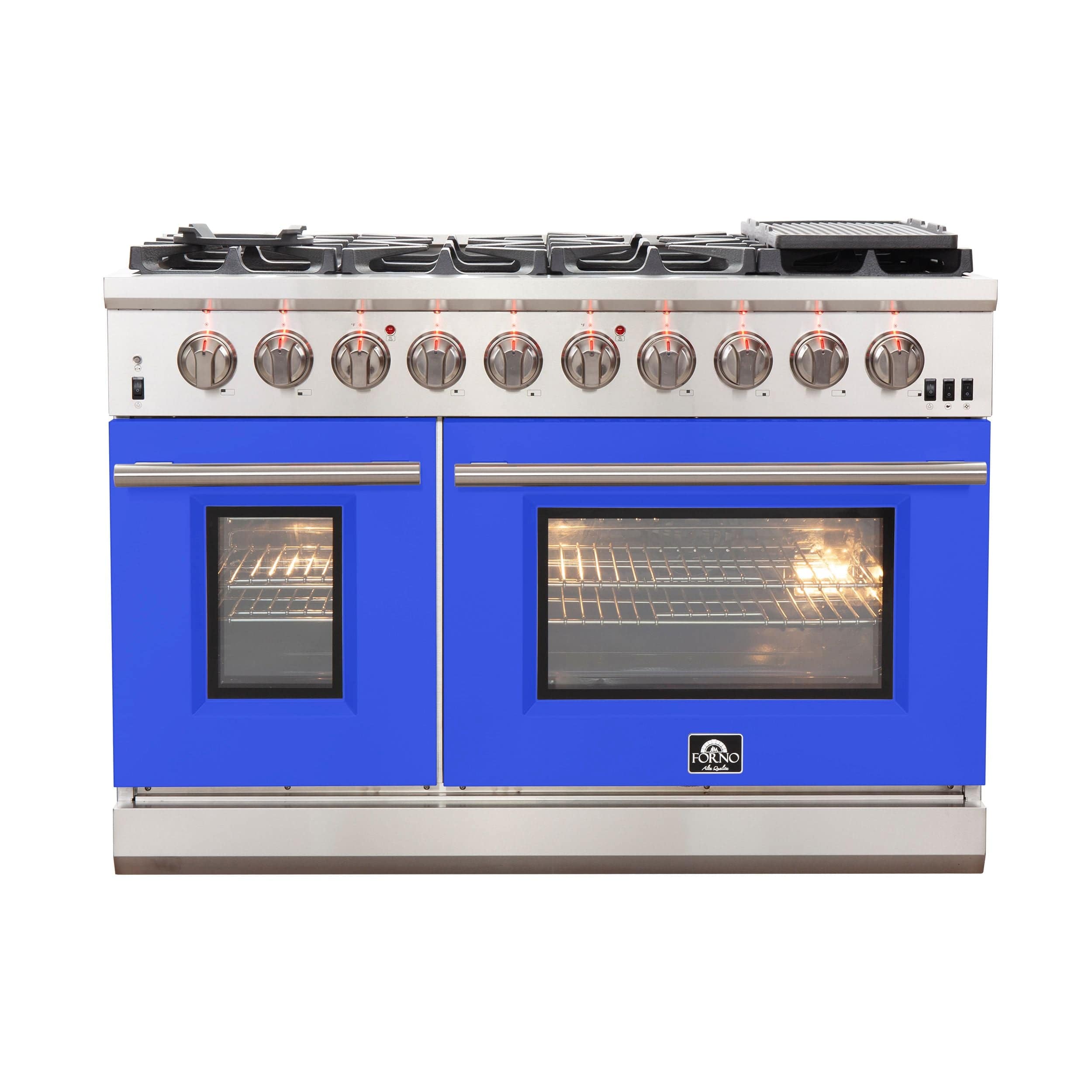 Forno Capriasca 48 Inch Professional Freestanding Gas Range in Blue, FFSGS6260-48BLU Ranges FFSGS6260-48BLU Luxury Appliances Direct