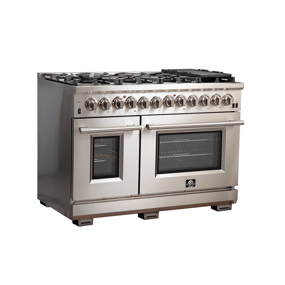 Forno Capriasca 48″ Pro Series Capriasca Gas Burner / Electric Oven in Stainless Steel 8 Italian Burners, FFSGS6187-48 Ranges FFSGS6187-48 Luxury Appliances Direct