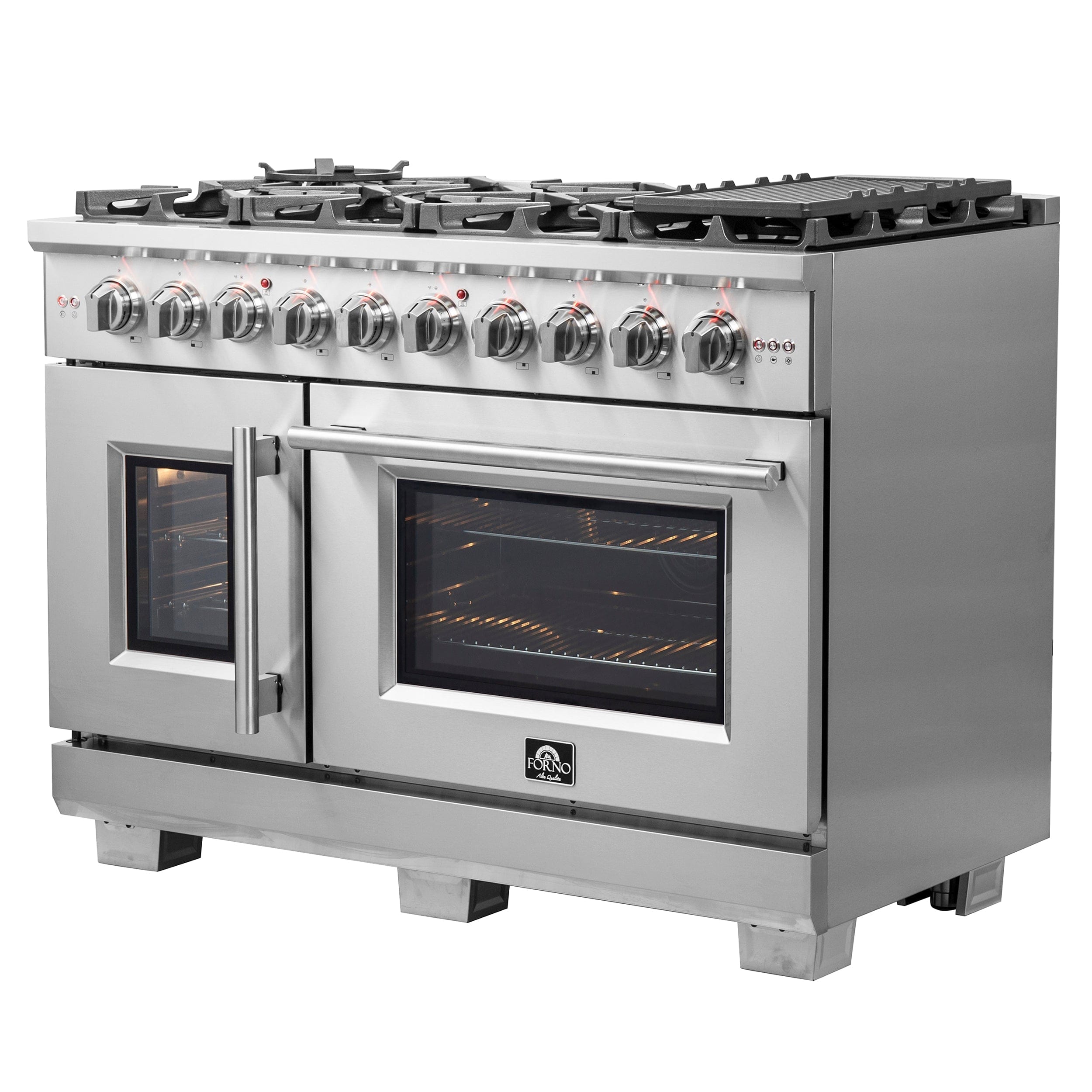 Forno Capriasca 48" Professional Gas Range With French Door And 8 Sealed Burners, FFSGS6460-48 Ranges FFSGS6460-48 Luxury Appliances Direct