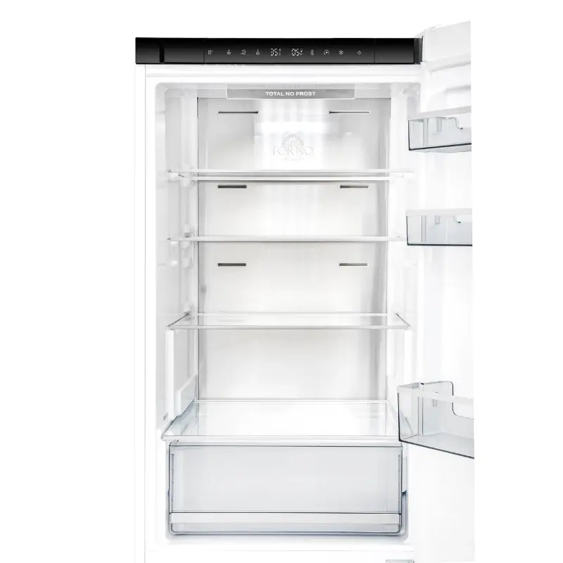 FORNO Custodia 24-Inch 10.3 Cu. Ft. Counter-Depth Bottom Freezer Refrigerator, Right Swing, White with Antique Brass Handles – FFFFD1766-24WHT-RS
