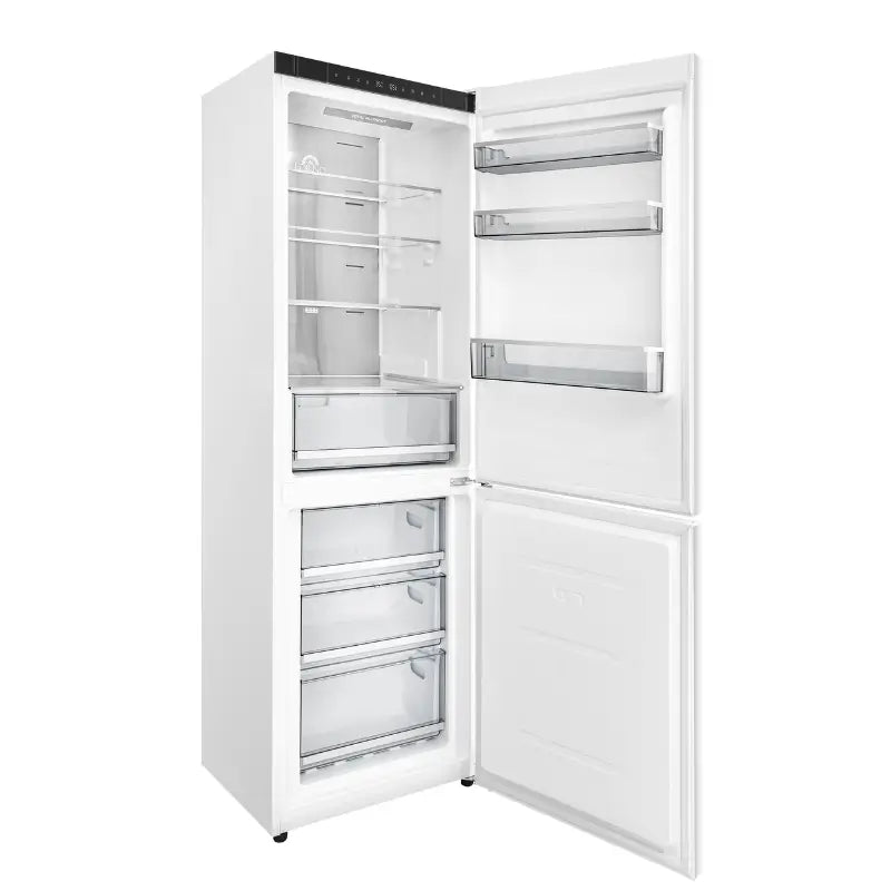 FORNO Custodia 24-Inch 10.3 Cu. Ft. Counter-Depth Bottom Freezer Refrigerator, Right Swing, White with Antique Brass Handles – FFFFD1766-24WHT-RS