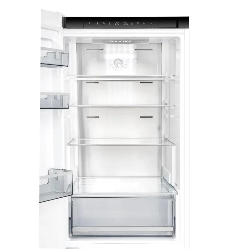 FORNO Custodia 24-Inch 10.3 Cu. Ft. Counter-Depth Bottom Freezer Refrigerator with Ice Maker, Left Swing, White & Antique Brass Handles – FFFFD1766-24WHT-LS