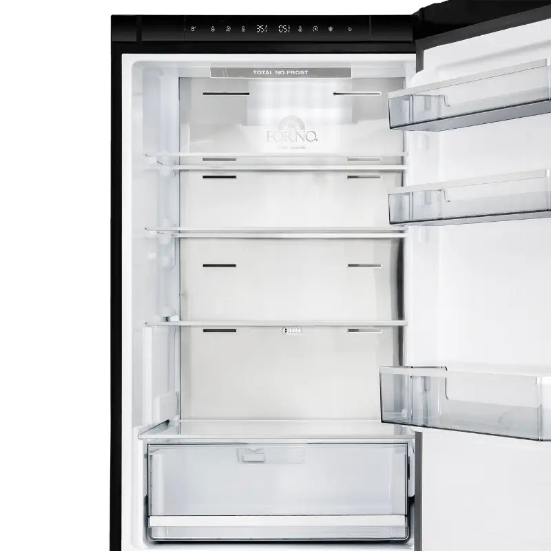 FORNO Custodia 24-Inch Counter-Depth Bottom Freezer Refrigerator, 10.3 Cu. Ft., Black with Antique Brass Handles – FFFFD1766-24BLK-RS