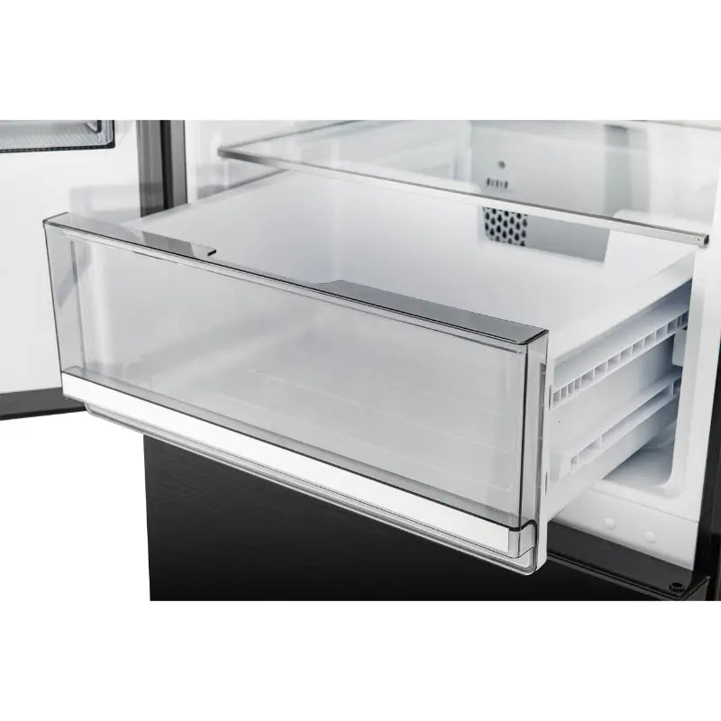 FORNO Custodia 24-Inch Counter-Depth Bottom Freezer Refrigerator with Ice Maker, Left Swing, Black & Antique Brass – FFFFD1766-24BLK-LS