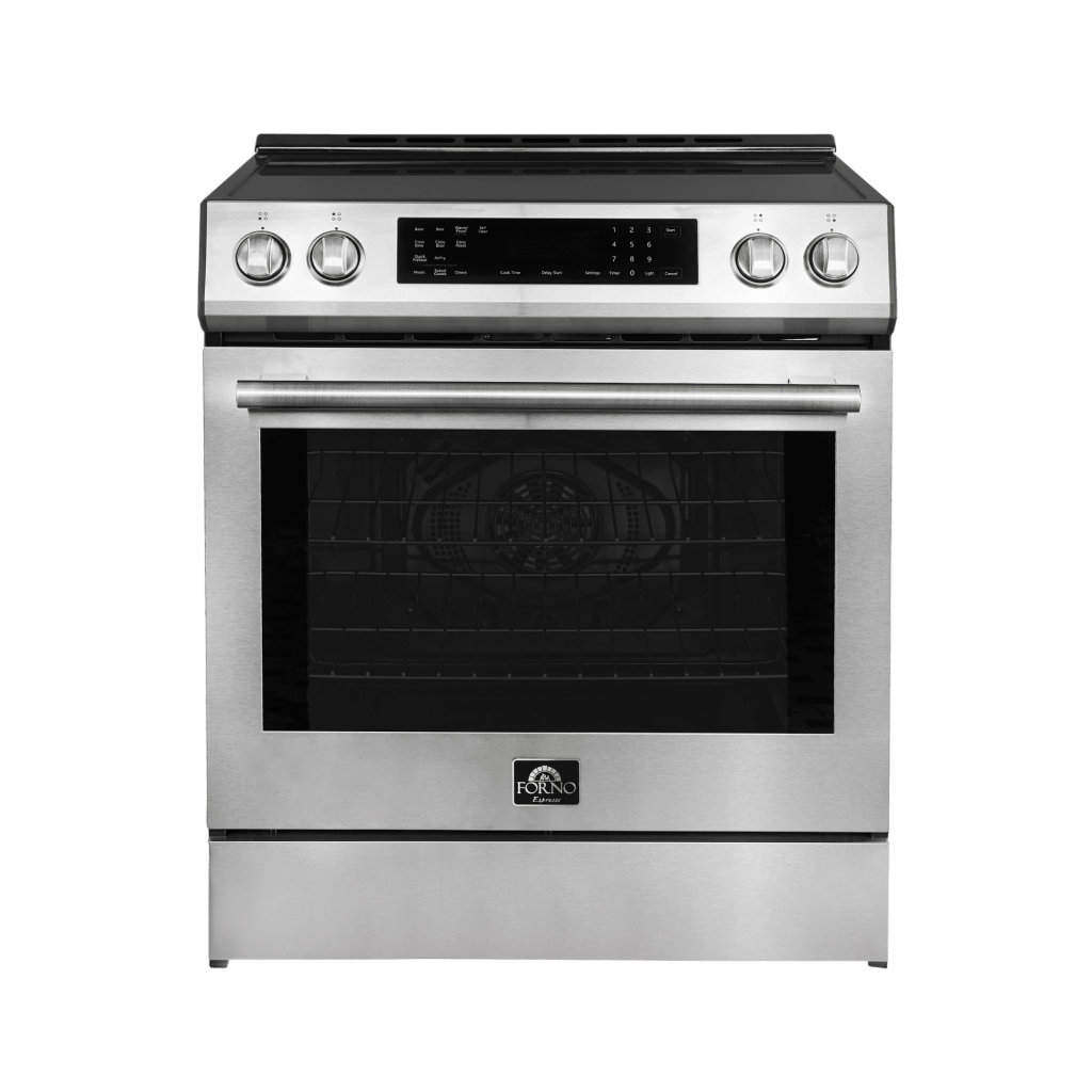Forno Espresso Donatello 30" Induction Range with Air Fry and Self-Clean in Stainless Steel and Silver Handles, FFSIN0905-30 Ranges FFSIN0905-30 Luxury Appliances Direct