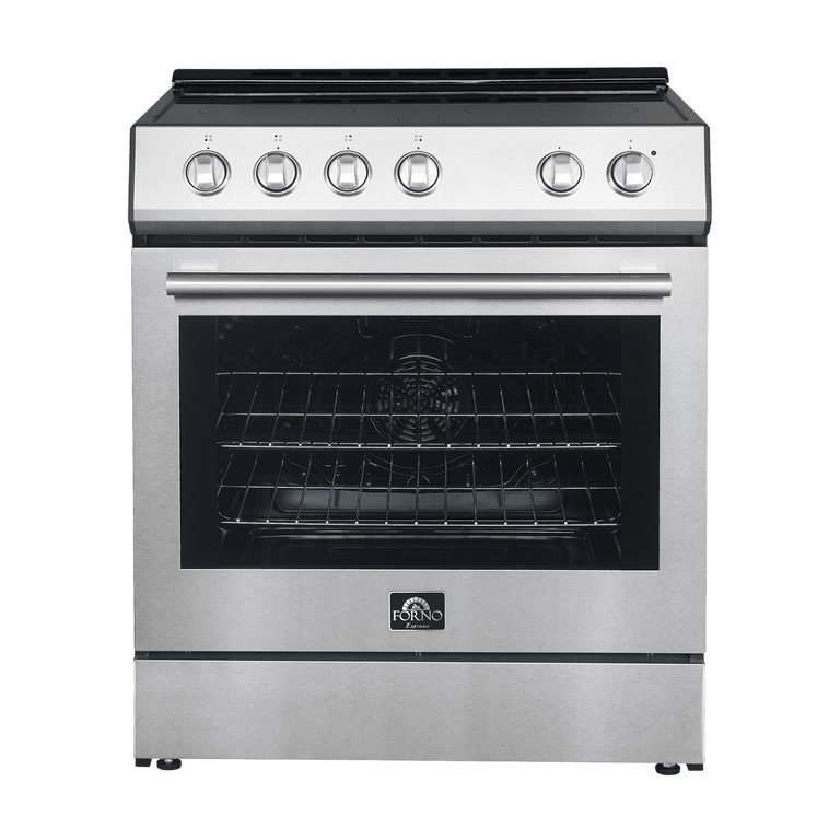 Forno Espresso Package - 30" Electric Range and Range Hood in Stainless Steel with Silver Handles, AP-FFSEL6012-30-S-A1 Appliance Package AP-FFSEL6012-30-S-A1 Luxury Appliances Direct