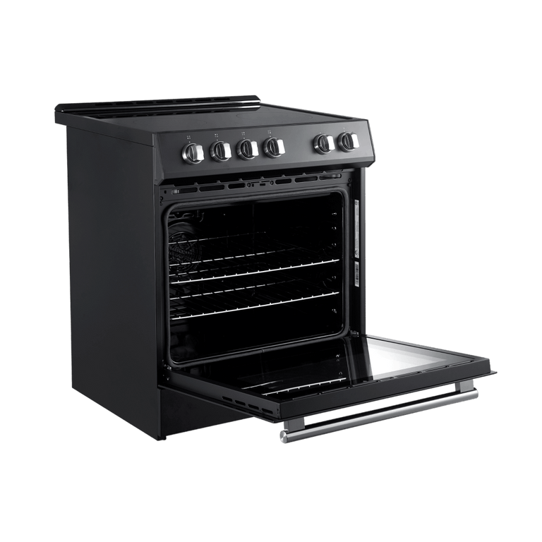 Forno Espresso Package - 30" Electric Range and Refrigerator in Black with Silver Handles, AP-FFSEL6012-30BLK-S-A11 Appliance Packages AP-FFSEL6012-30BLK-S-A11 Luxury Appliances Direct
