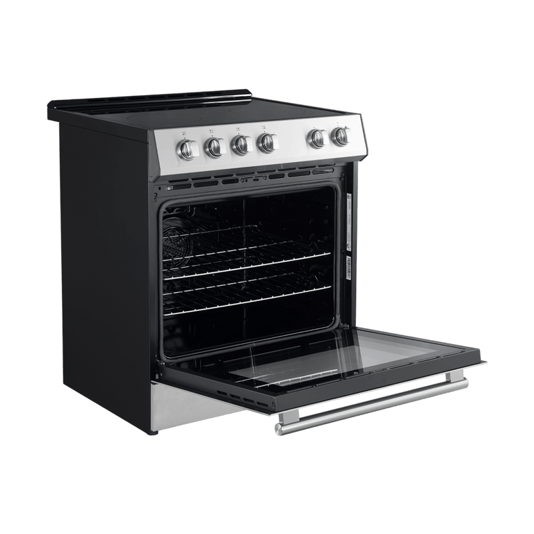 Forno Espresso Package - 30" Electric Range and Refrigerator in Stainless Steel with Antique Brass Handles, AP-FFSEL6012-30-A-A10 Appliance Package AP-FFSEL6012-30-A-A10 Luxury Appliances Direct