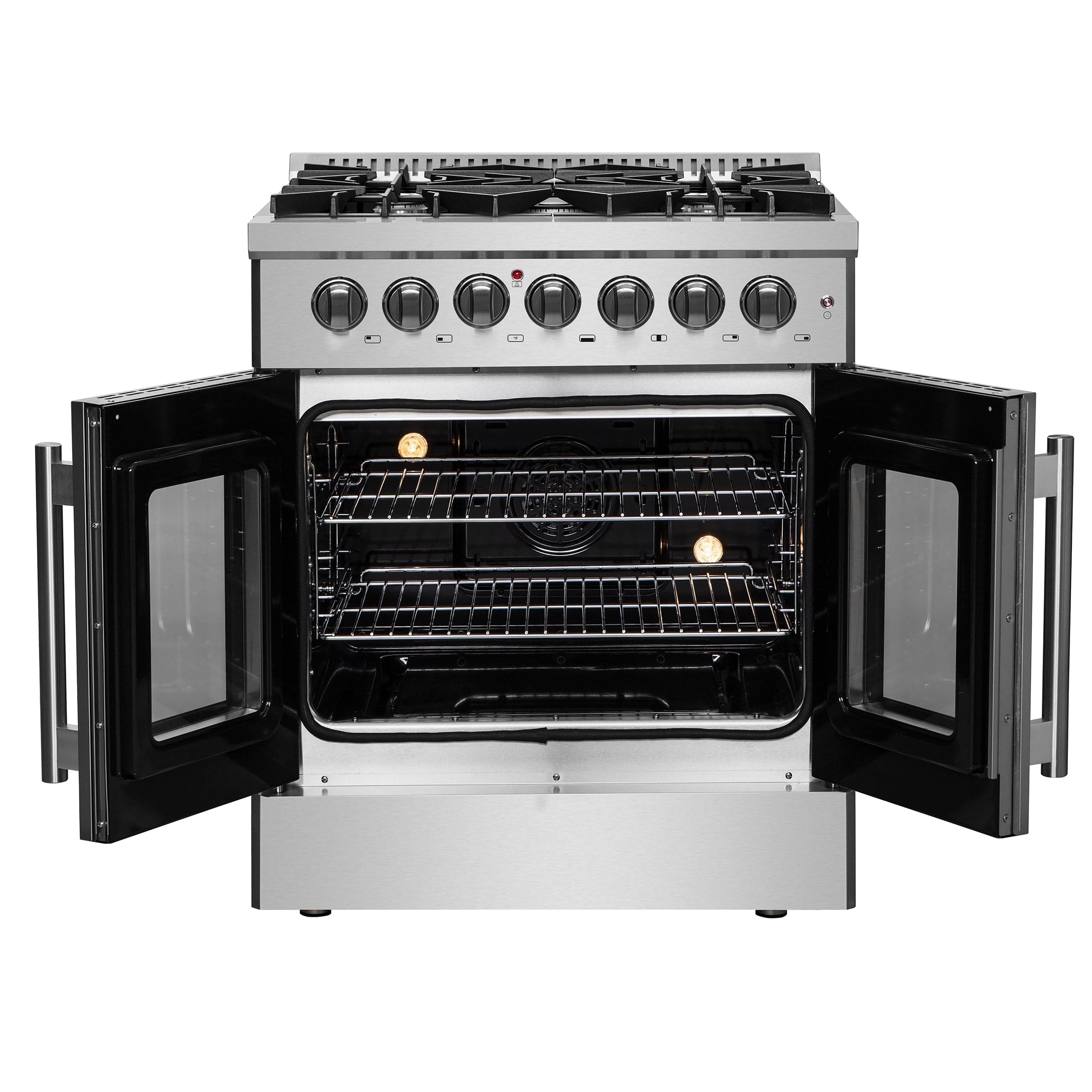 Forno Galiano 30" Gas Burner, Electric Oven Range With French Door in Stainless Steel, FFSGS6356-30 Ranges FFSGS6356-30 Luxury Appliances Direct