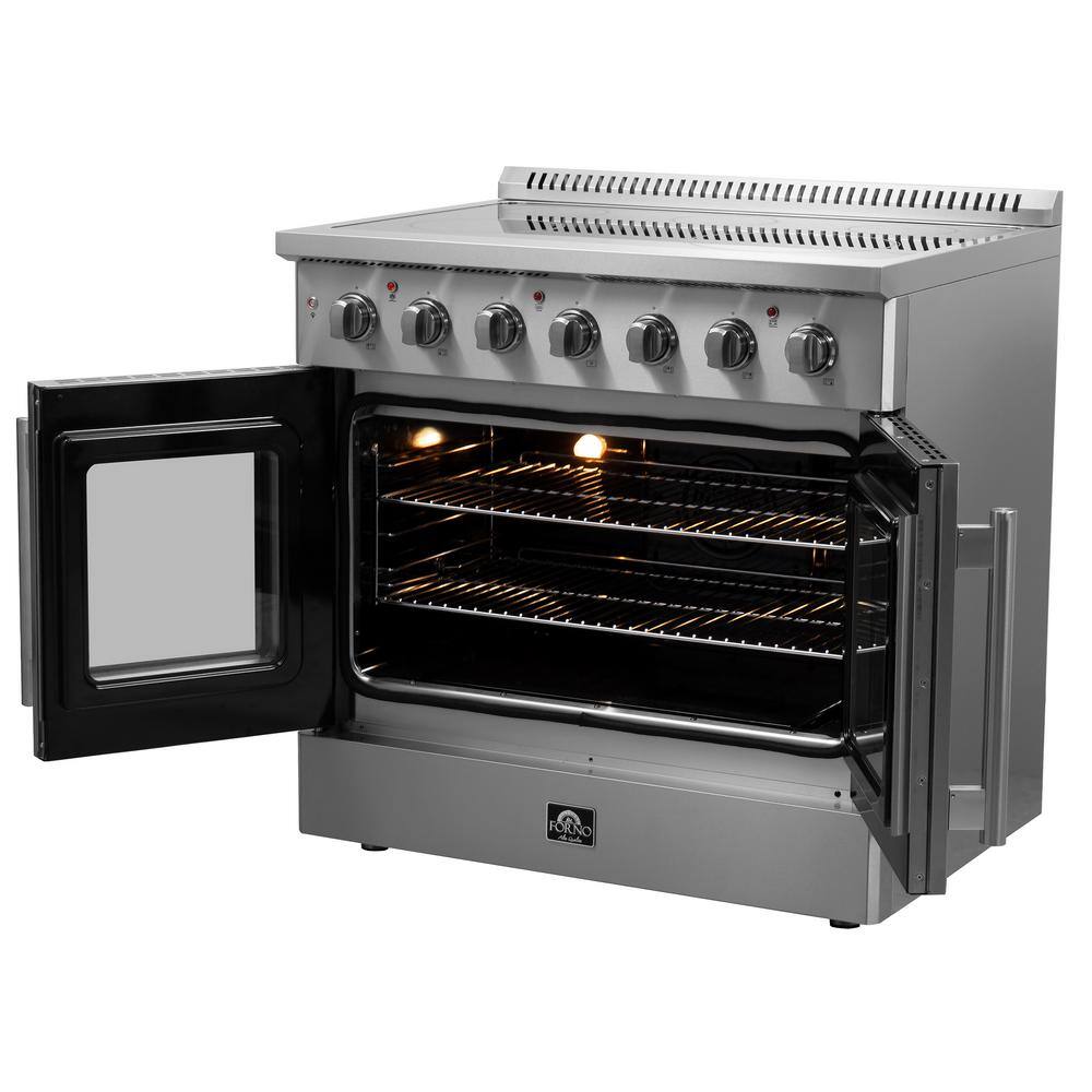 Forno Galiano 36" Freestanding Electric Range With French Door in Stainless Steel, FFSEL6917-36 Ranges FFSEL6917-36 Luxury Appliances Direct