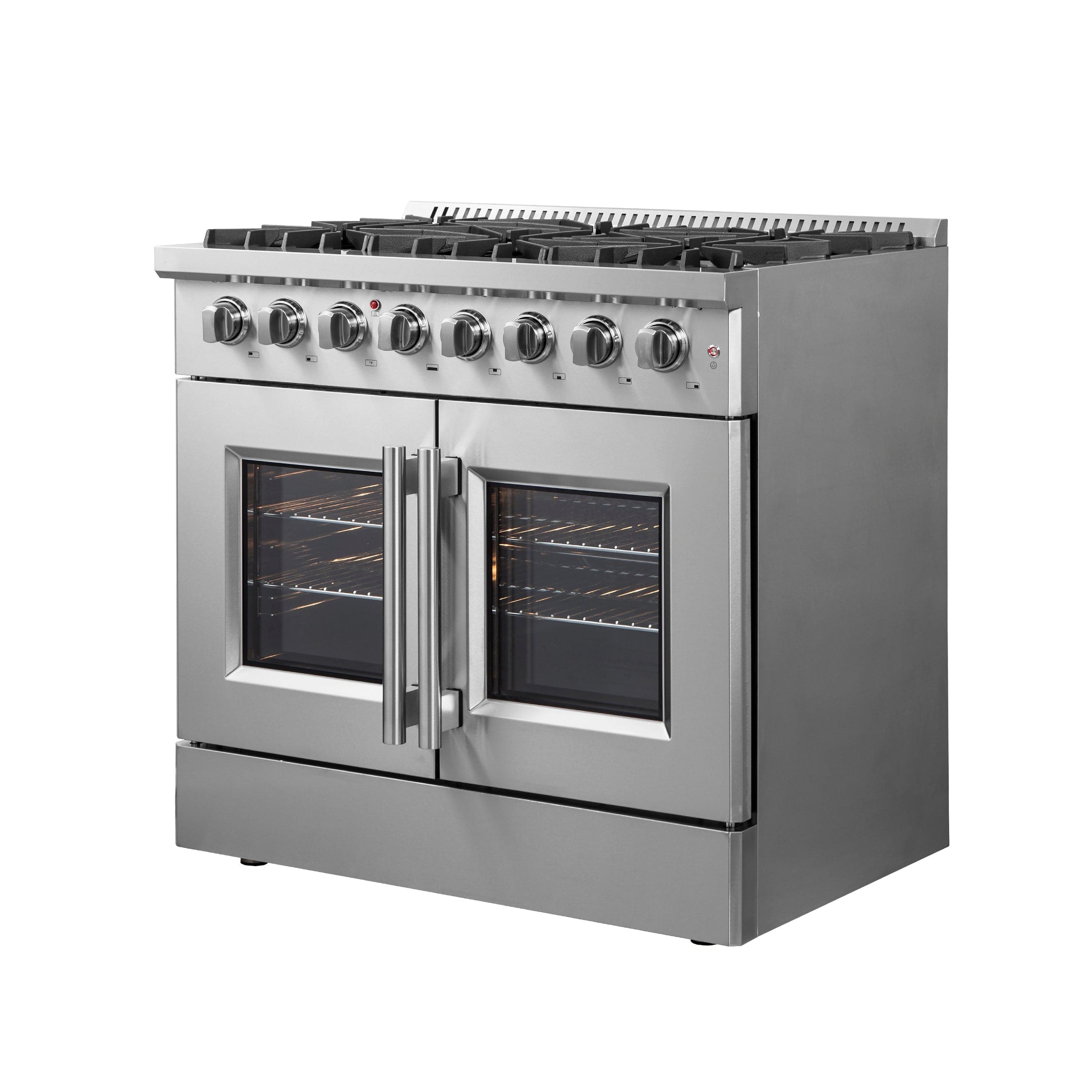 Forno Galiano 36" Gas Burner, Electric Oven Range With French Door in Stainless Steel, FFSGS6356-36 I Luxury Appliances Direct