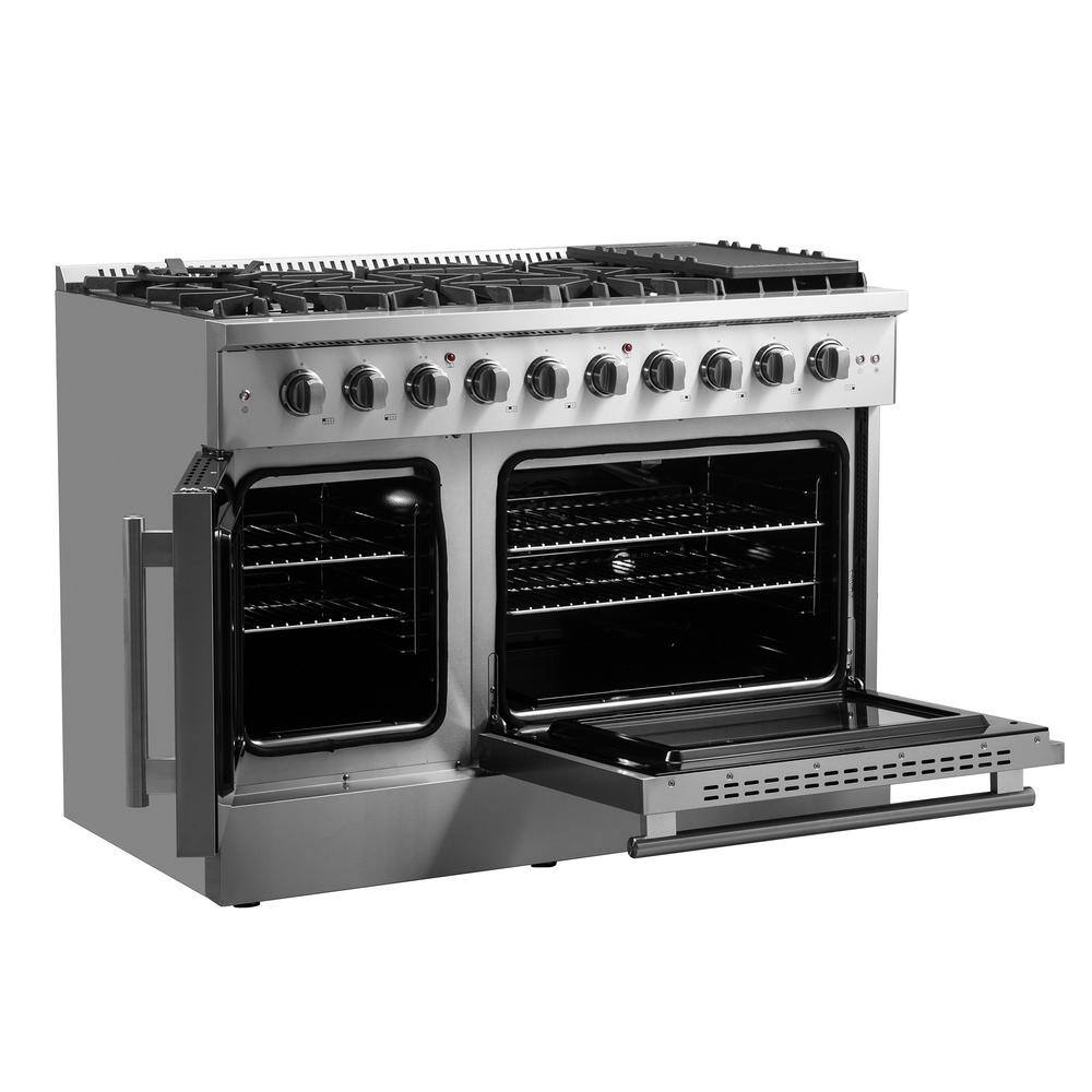 Forno Galiano 48" Double Door Gas Range With French Door And 8 Burners, FFSGS6444-48 Ranges FFSGS6444-48 Luxury Appliances Direct