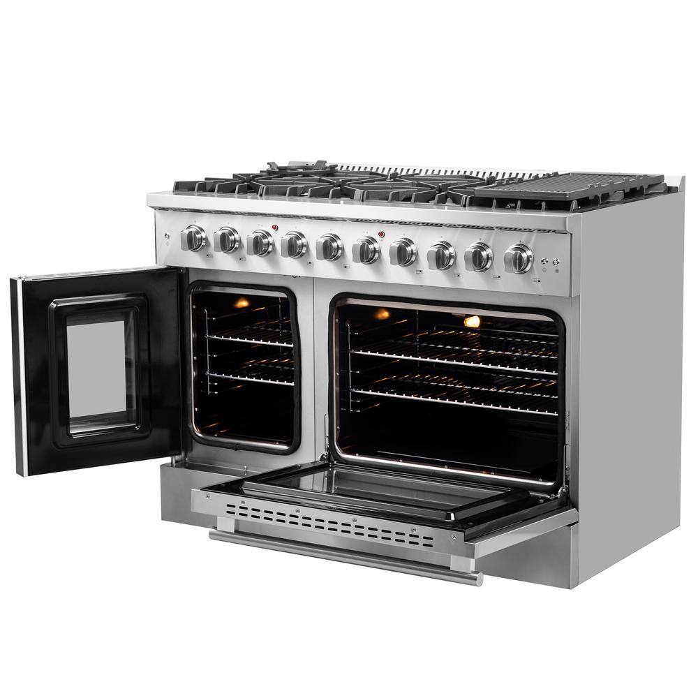 Forno Galiano 48" Double Door Gas Range With French Door And 8 Burners, FFSGS6444-48 Ranges FFSGS6444-48 Luxury Appliances Direct
