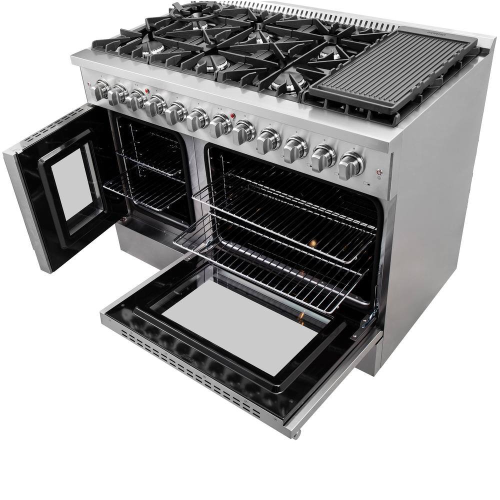 Forno Galiano 48" Gas Burner, Electric Oven Range With French Door in Stainless Steel, FFSGS6356-48 Ranges FFSGS6356-48 Luxury Appliances Direct